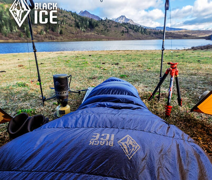 BLACK ICE Water-Resistant Duck Down Sleeping Bag Sleeping Bag Black Ice 