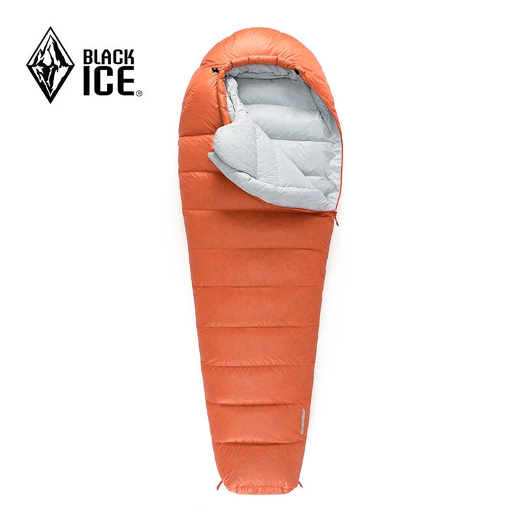 BLACK ICE Water-Resistant Duck Down Sleeping Bag Sleeping Bag Black Ice Orange B200 13℃~18℃~23℃ Medium