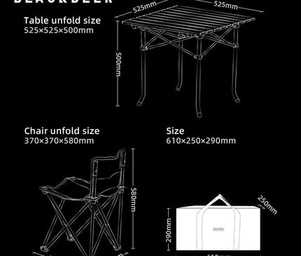 BLACKDEER Portable Table and Chair Set - CosyCamp