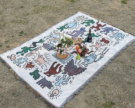 Bohemian Style Picnic Mat Blanket CosyCamp Colorful Graffiti 90*180 