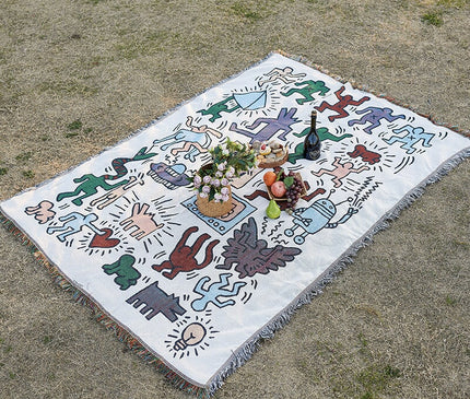 Bohemian Style Picnic Mat Blanket CosyCamp Colorful Graffiti 90*180 