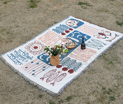 Bohemian Style Picnic Mat Blanket CosyCamp Lucy Cat 90*180 