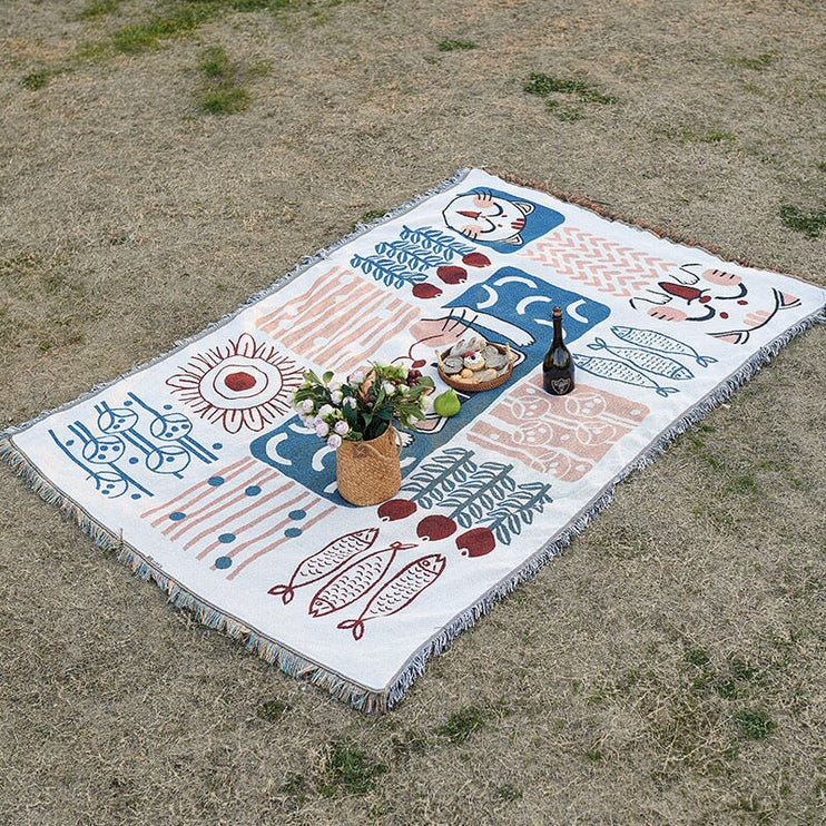 Bohemian Style Picnic Mat Blanket CosyCamp Lucy Cat 90*180 