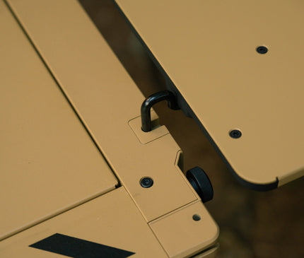 CARGO Side Flip Table — tabletop panel and hinge detail