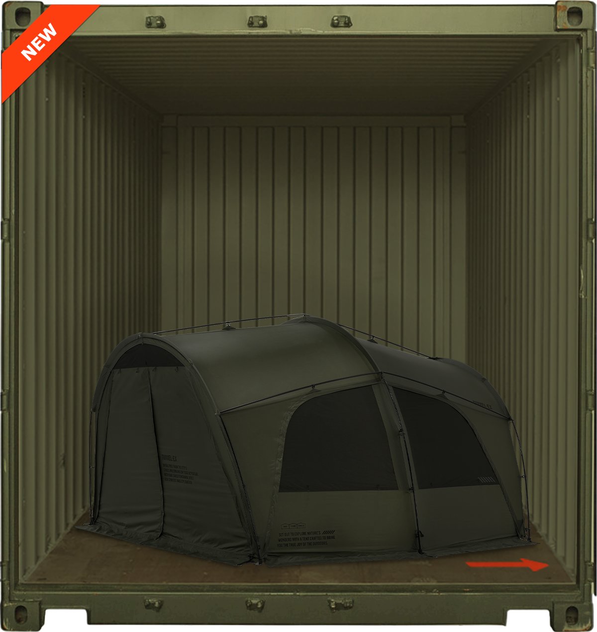 cargo tent Cargo Container TUNNEL‑EX – Hybrid Tunnel-Style Shelter (2–4 Person) with DAC MX Poles & Dual Entrances – CosyCamp
