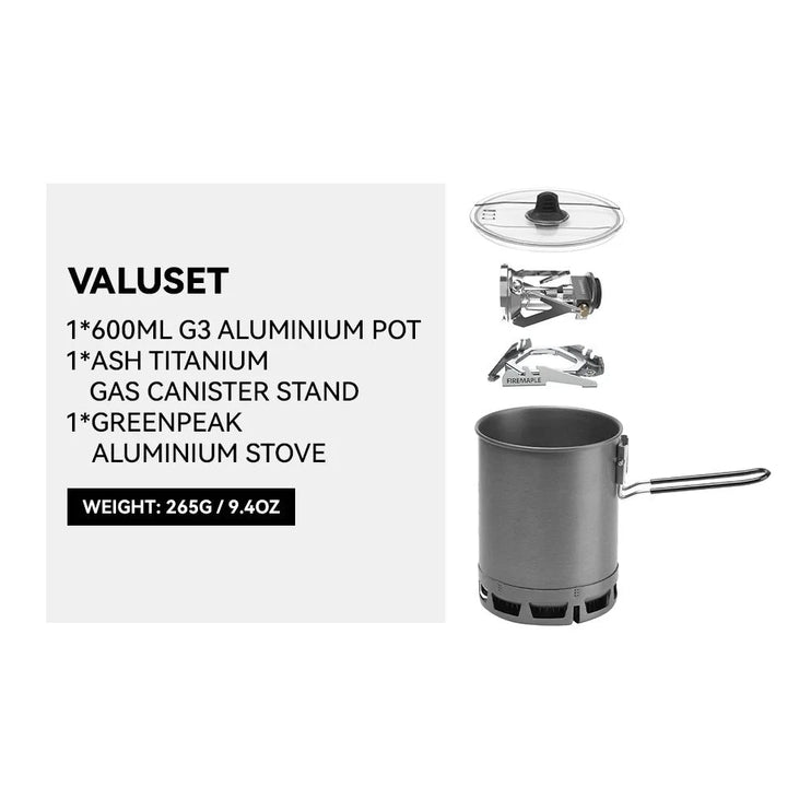 FIREMAPLE Petrel Ultralight Cooking System Cookware FireMaple Greenpeak Stove Version 265g 