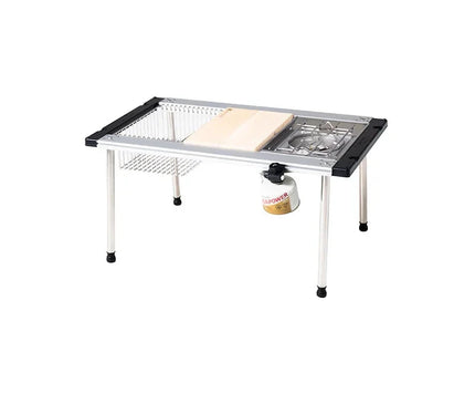 IGT Camp Kitchen Low Set IGT Fast Bundle SNOW PEAK IGT 3 Unit Frame + SNOW PEAK IGT Deep Mesh Tray (1 Unit) + SNOW PEAK Chopping Board Set L + SNOW PEAK Flat Burner (1 Unit) + SNOW PEAK IGT Low Height 400mm Leg Set + SNOW PEAK IGT Low Height 400mm Leg Set 