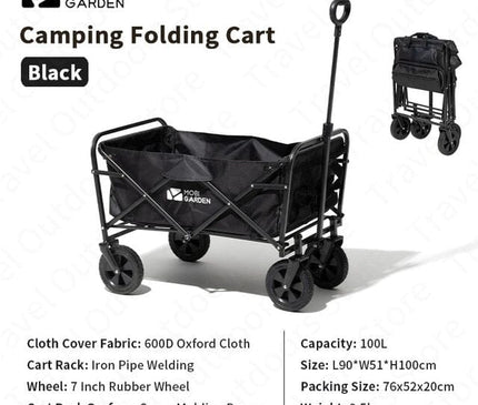 MOBI GARDEN 100L Outdoor Folding Wagon Wagon Mobi Garden Black 