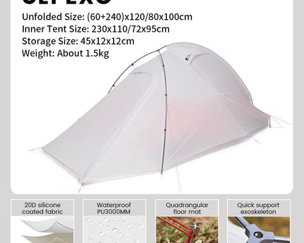 MOBI GARDEN Light Knight Ultralight Hiking Tent (Exoskeleton Version) Tent Mobi Garden White Single 