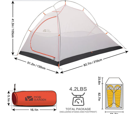 MOBI GARDEN Light Knight Ultralight Hiking Tent Tent Mobi Garden Orange double 