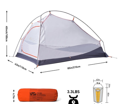 MOBI GARDEN Light Knight Ultralight Hiking Tent Tent Mobi Garden Orange single 