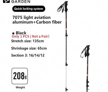 MOBI GARDEN Trekking Pole 65-135cm Accessory Mobi Garden Black (1pcs)  