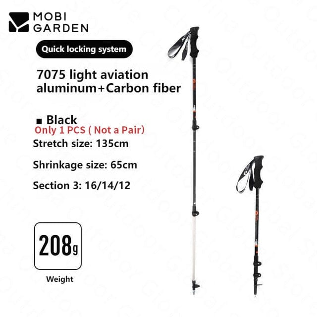 MOBI GARDEN Trekking Pole 65-135cm Accessory Mobi Garden Black (1pcs)  