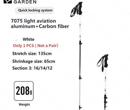 MOBI GARDEN Trekking Pole 65-135cm Accessory Mobi Garden White (1pcs)  