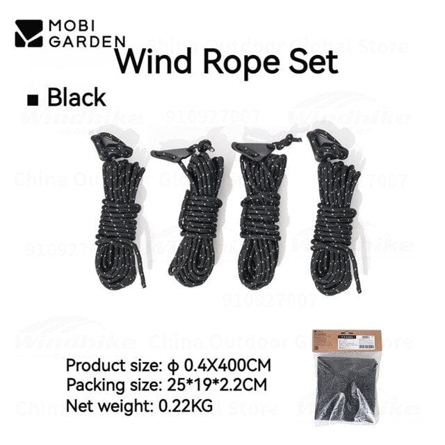 MOBI GARDEN Wind Rope (4 Pieces) Tent Accessory Mobi Garden Black  