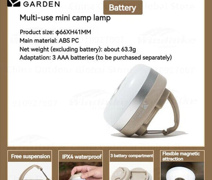 MOBI GARDEN Zero Peak Camping Lamp Light Mobi Garden Battery  