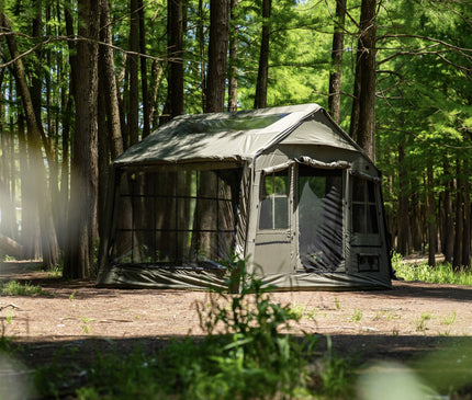 SEKACAMP Square Air Tent 8 pitched among trees