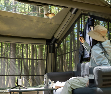 SEKACAMP Square Air Tent 8 interior with camping furniture shown for styling