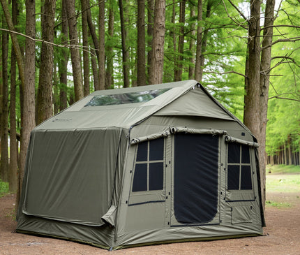 Olive SEKACAMP Square Air Tent 8 with side fabric panels closed