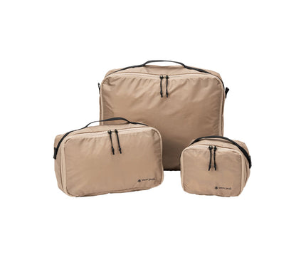 Snow Peak OT Packing Cube S, M and L – all three cube sizes standing upright for size comparison