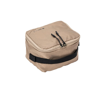 Snow Peak OT Packing Cube S – laid-flat angled top view with lid zipper and side webbing visible