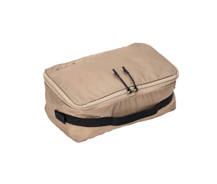 Snow Peak OT Packing Cube M – laid-flat angled top view with lid zipper and side webbing visible