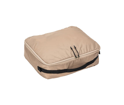 Snow Peak OT Packing Cube L – laid-flat angled top view with lid zipper and side webbing visible