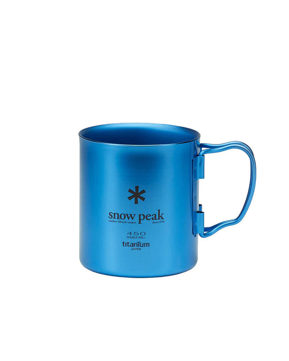 SNOW PEAK Titanium Double Wall 450 Coloured Mug cup Snow Peak Blue 