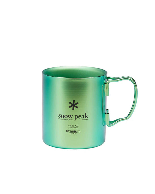SNOW PEAK Titanium Double Wall 450 Coloured Mug cup Snow Peak Green 