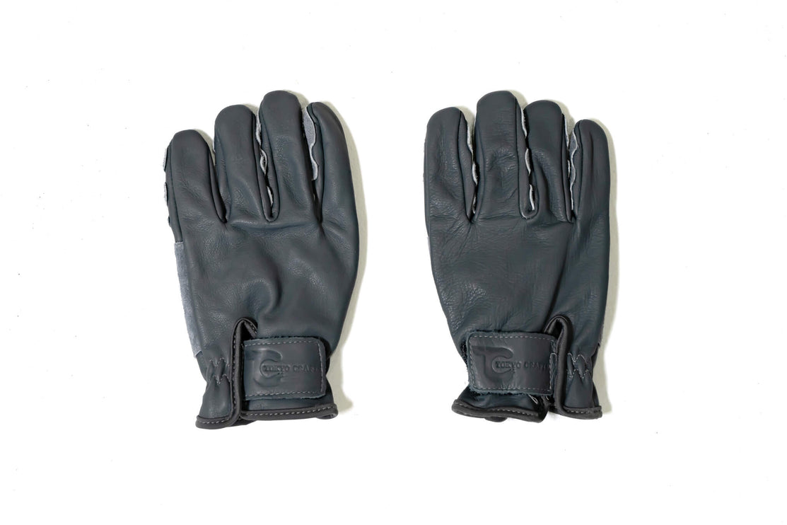 TOKYO CRAFTS Camp Leather Gloves – pair of grey cowhide camping gloves