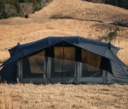 TOKYO CRAFTS Wing Fort 5th Anniversary Tent – Black – black anniversary tent pitched at camp